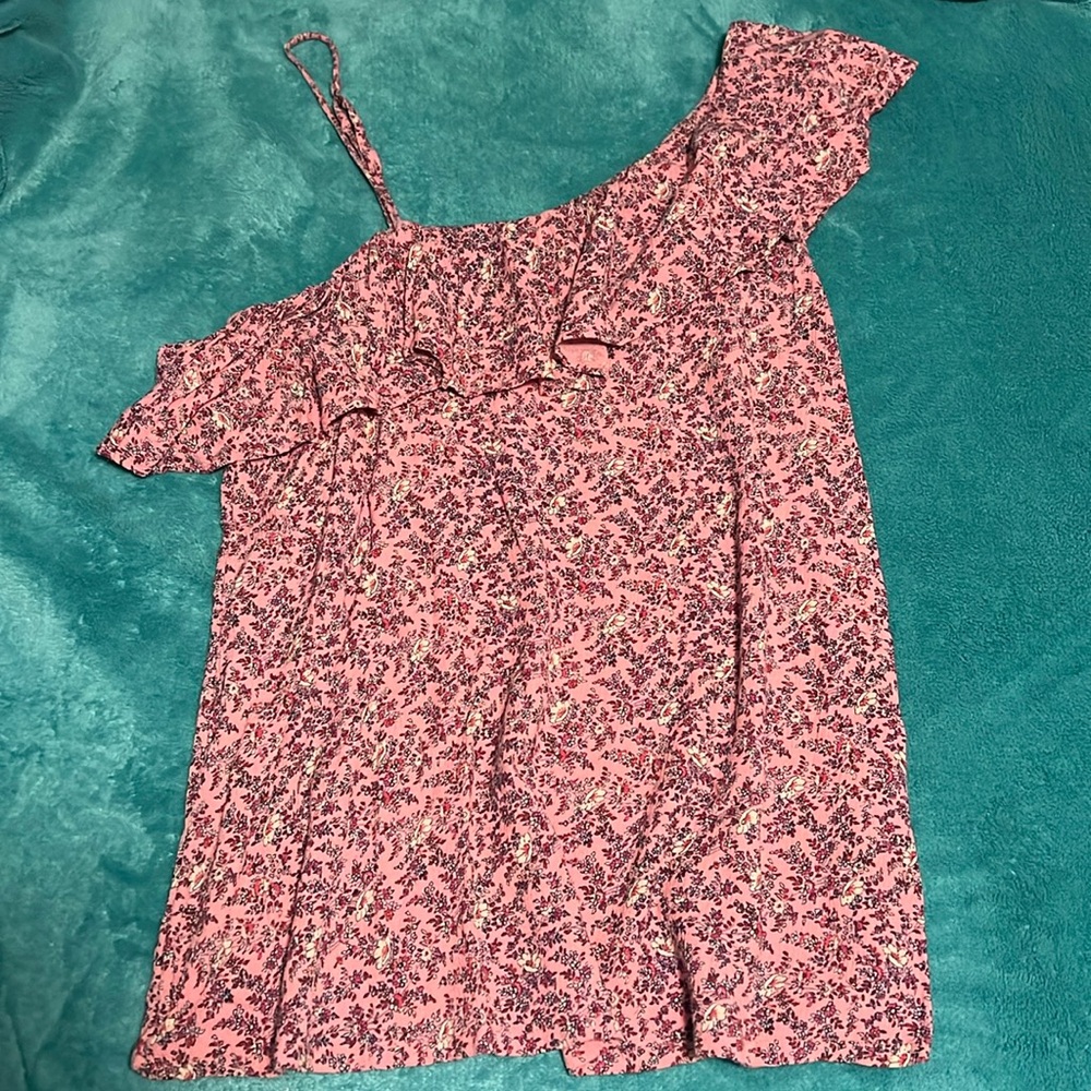 Floral Ruffle One Shoulder Top